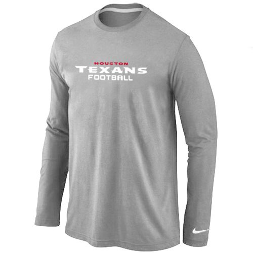 Nike Houston Texans Authentic Font Long Sleeve NFL T-Shirt - Grey